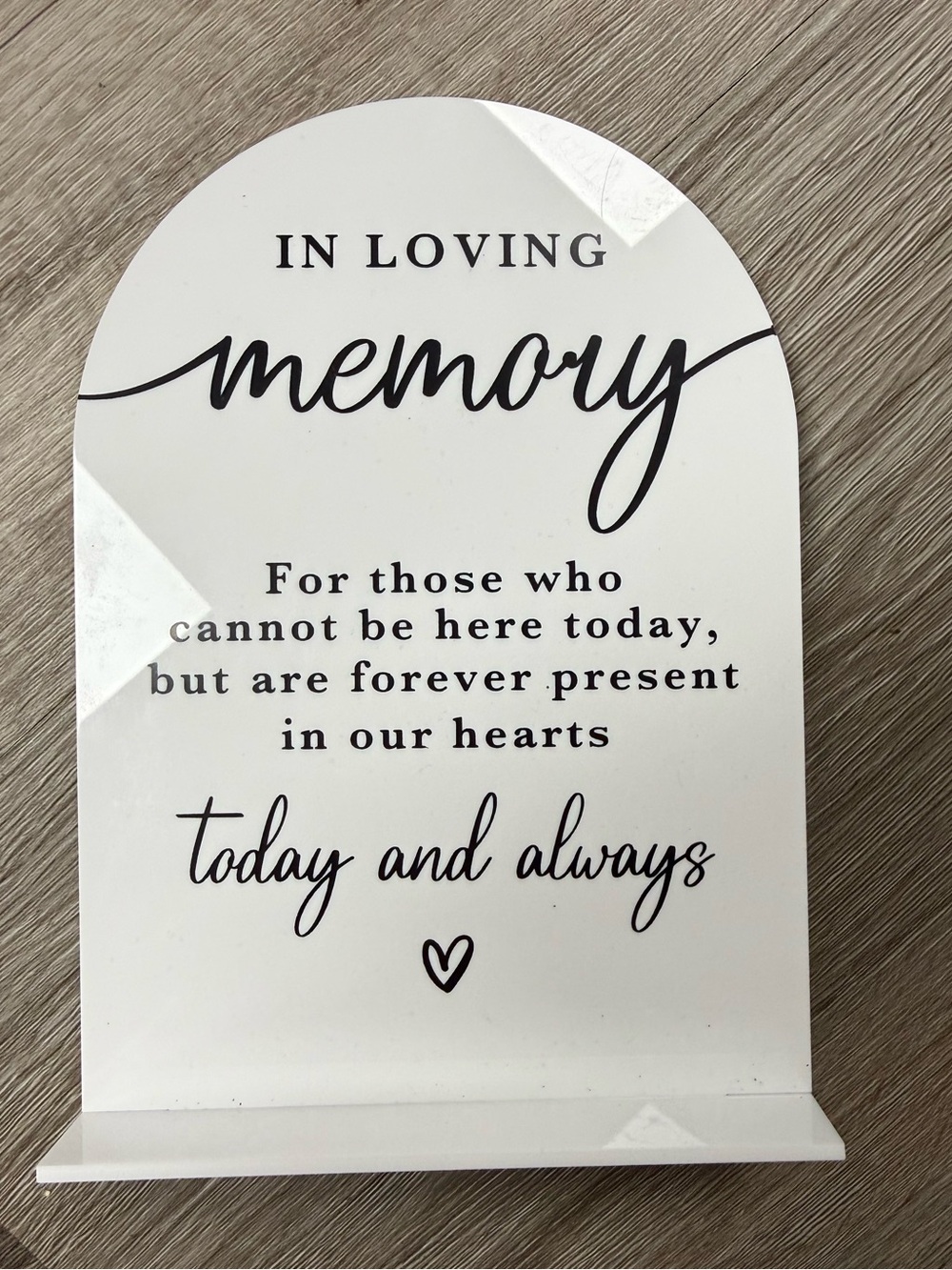 White and Black "In Loving Memory" Decorative Plaque